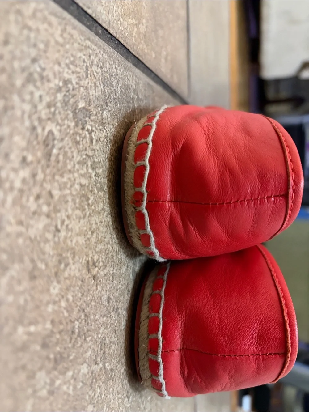 Coach Red Leather Espadrilles with Gold Logo